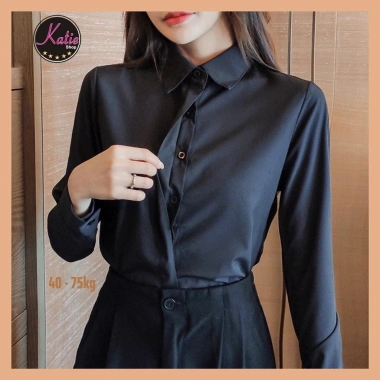 Áo sơ mi đen nữ KATIE cotton thoáng mát không nhăn, tay dài và tay ngắn, giá 209.900₫ 4
