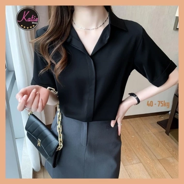 Áo sơ mi đen nữ KATIE cotton thoáng mát không nhăn, tay dài và tay ngắn, giá 209.900₫ 5