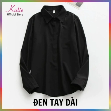 Áo sơ mi đen nữ KATIE cotton thoáng mát không nhăn, tay dài và tay ngắn, giá 209.900₫ 8