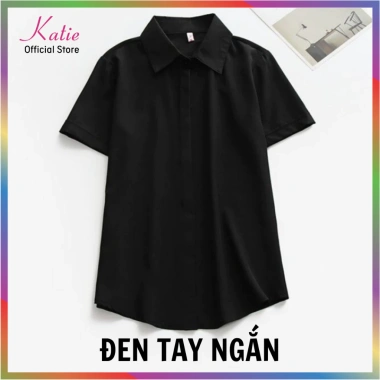Áo sơ mi đen nữ KATIE cotton thoáng mát không nhăn, tay dài và tay ngắn, giá 209.900₫ 9
