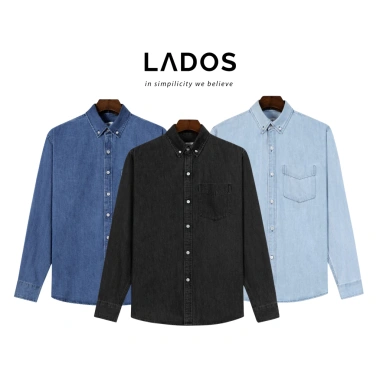 Áo sơ mi denim dài tay nam LADOS-18.159 vải mềm mịn, màu bụi bặm, form basic - Giá 272.000 VND