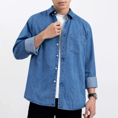 Áo sơ mi denim dài tay nam LADOS-18.159 vải mềm mịn, màu bụi bặm, form basic - Giá 272.000 VND