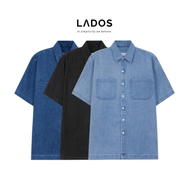 Áo sơ mi denim LADOS-18.163 vải jean mềm mát, dễ phối streetwear Hàn Quốc - 253k