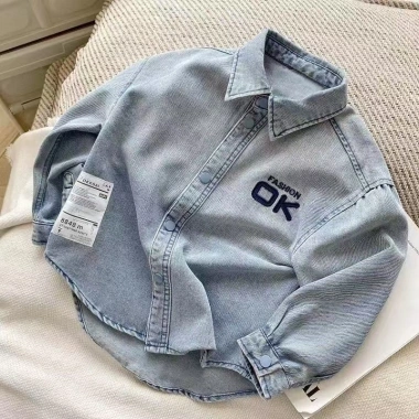 Áo sơ mi denim nhẹ bé trai 2-6 tuổi mùa thu, nhiệt đới thoáng mát, thân thiện môi trường 163.044 VND