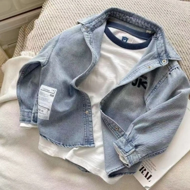 Áo sơ mi denim nhẹ bé trai 2-6 tuổi mùa thu, nhiệt đới thoáng mát, thân thiện môi trường 163.044 VND