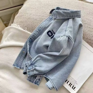 Áo sơ mi denim nhẹ bé trai 2-6 tuổi mùa thu, nhiệt đới thoáng mát, thân thiện môi trường 163.044 VND