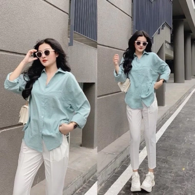 Áo sơ mi đũi tơ nhiều màu sắc, form rộng nữ - Siêu thoải mái, giá chỉ 79.999₫