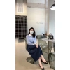 Áo sơ mi HANAA kẻ xanh dài tay nẹp dấu cúc, cổ trắng thanh lịch, mặc đi làm - Giá 188.000 VND 3