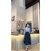 Áo sơ mi HANAA kẻ xanh dài tay nẹp dấu cúc, cổ trắng thanh lịch, mặc đi làm - Giá 188.000 VND 4