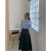 Áo sơ mi HANAA kẻ xanh dài tay nẹp dấu cúc, cổ trắng thanh lịch, mặc đi làm - Giá 188.000 VND 8