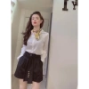 Áo sơ mi Hinstore lụa trắng cổ đức tay bông - Công sở nữ giá rẻ 188k 3