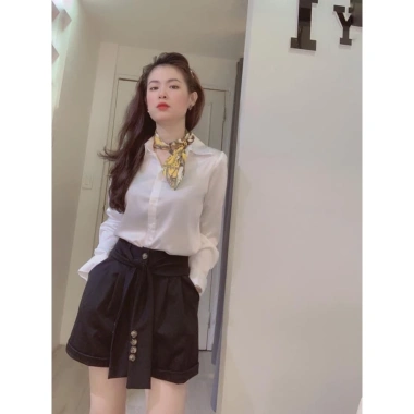 Áo sơ mi Hinstore lụa trắng cổ đức tay bông - Công sở nữ giá rẻ 188k 3