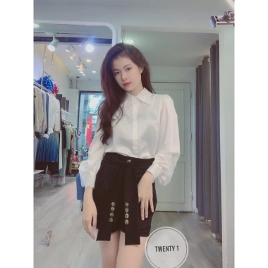 Áo sơ mi Hinstore lụa trắng cổ đức tay bông - Công sở nữ giá rẻ 188k 4