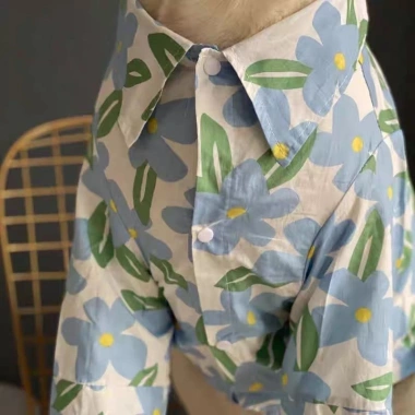 Áo sơ mi hoa tay ngắn cho chó lớn polyester thoáng mát Golden, Border Collie - Giảm giá 2