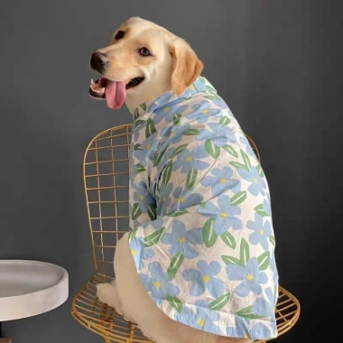 Áo sơ mi hoa tay ngắn cho chó lớn polyester thoáng mát Golden, Border Collie - Giảm giá 3