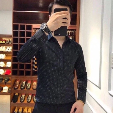 Áo sơ mi họa tiết chấm bi gấp hộp, vải cao cấp chống nhăn, phong cách Hàn Quốc trẻ trung - chỉ 179.000đ