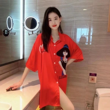 Áo sơ mi in lụa mùa hè nữ – Đồ ngủ mát mẻ, thời trang 83.999đ - Bubblu12.vn 7