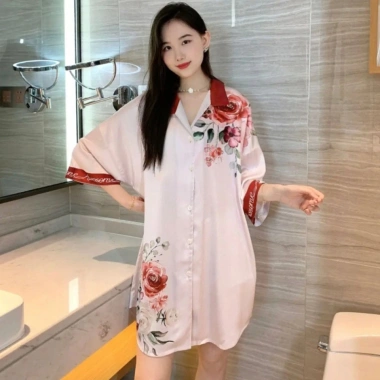 Áo sơ mi in lụa mùa hè nữ – Đồ ngủ mát mẻ, thời trang 83.999đ - Bubblu12.vn 9