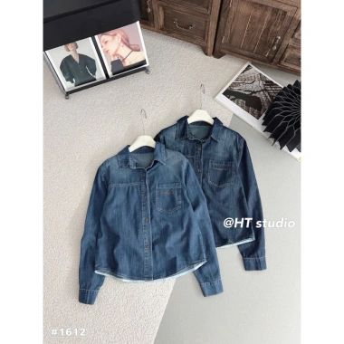 Áo sơ mi Jean denim dài tay thêu họa tiết, túi tiện lợi, giá 320k - hàng Quảng Châu