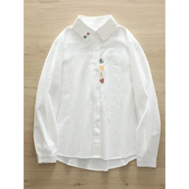 Áo sơ mi JK Hàn Quốc thêu tình yêu, cotton mềm, tay dài trắng, giảm 23% chỉ 200.880đ 4