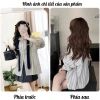 Áo sơ mi kẻ nữ dài tay cổ kẻ cà vạt form rộng phong cách Hàn Quốc chất thô 239k 5