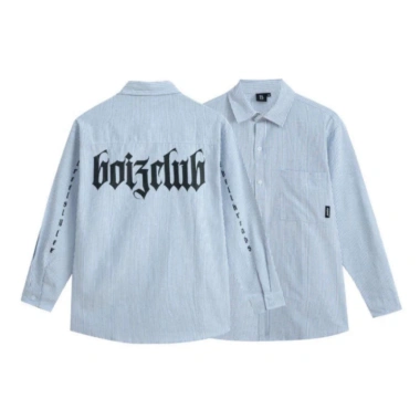 Áo sơ mi kẻ sọc họa tiết in chữ Boy z Club, unisex rộng, giá chỉ 79.000đ