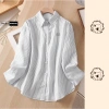 Áo sơ mi kẻ thêu chữ BST02 Flowers dài tay unisex form rộng thoáng mát giá 149k 3