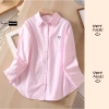 Áo sơ mi kẻ thêu chữ BST02 Flowers dài tay unisex form rộng thoáng mát giá 149k 4