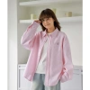 Áo sơ mi kẻ thêu chữ BST02 Flowers dài tay unisex form rộng thoáng mát giá 149k 7