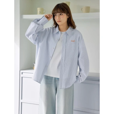 Áo sơ mi kẻ thêu chữ BST02 Flowers dài tay unisex form rộng thoáng mát giá 149k