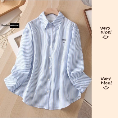 Áo sơ mi kẻ thêu chữ BST02 Flowers dài tay unisex form rộng thoáng mát giá 149k