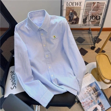 Áo sơ mi kẻ thêu chữ LoveYou dài tay unisex, form rộng thoáng mát cho nam nữ 4