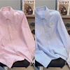 Áo sơ mi kẻ thêu chữ LoveYou dài tay unisex, form rộng thoáng mát cho nam nữ 7