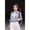 Áo sơ mi LA486 dáng rộng tay dài họa tiết caro kim sa độc đáo: giá 469.440 VND 4