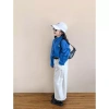 Áo sơ mi lanh xanh mùa thu bé gái và Quần ống rộng trắng Hàn Quốc khuyến mãi 154k 7