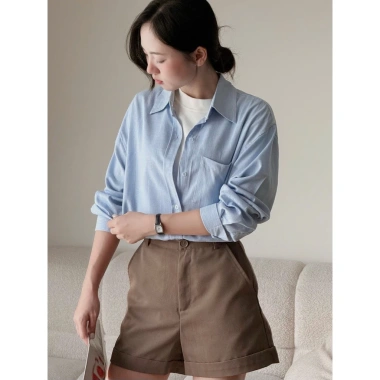 Áo sơ mi linen xước dáng đuôi tôm MihoHanoi - Thoáng mát, giá chỉ 205.000₫ 8