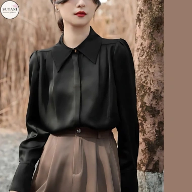 Áo sơ mi lụa cao cấp SUTANI nữ công sở dài tay, chất liệu dày, thoải mái làm việc, giá ưu đãi 273.600 VND 9