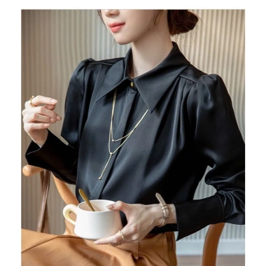 Áo sơ mi lụa cao cấp SUTANI nữ công sở dài tay, chất liệu dày, thoải mái làm việc, giá ưu đãi 273.600 VND 10