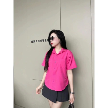 Áo sơ mi lụa croptop tay ngắn, form rộng phong cách Hàn Quốc, nhiều màu, giảm còn 83.202₫ - Qiho Store A24