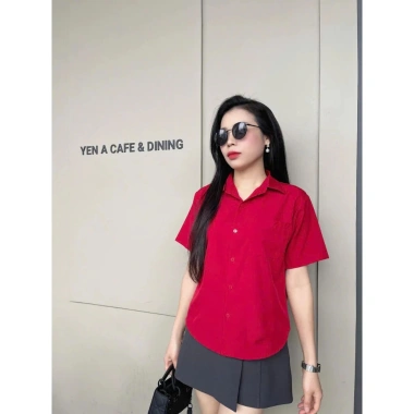 Áo sơ mi lụa croptop tay ngắn, form rộng phong cách Hàn Quốc, nhiều màu, giảm còn 83.202₫ - Qiho Store A24