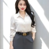 Áo sơ mi lụa dài tay OXATYL A025, vải đanh mịn, cổ V, giảm 18% - 285.000₫