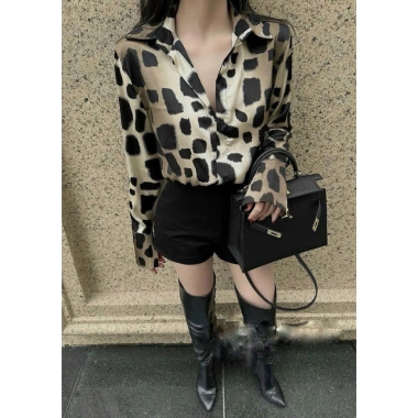 Áo sơ mi lụa hoạ tiết da beo đen và nâu - Công sở nữ cao cấp MINAN BOUTIQUE 168k