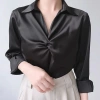 Áo sơ mi lụa nữ tay dài ngực xoắn eo ôm Oxatyl M39 - công sở, giảm giá 185k 5