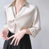 Áo sơ mi lụa nữ tay dài ngực xoắn eo ôm Oxatyl M39 - công sở, giảm giá 185k 6