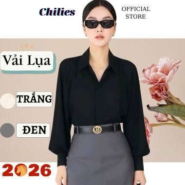 Áo sơ mi lụa tay bồng basic dài tay thanh lịch - Chilies Store 189k