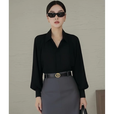 Áo sơ mi lụa tay bồng basic dài tay thanh lịch - Chilies Store 189k 5