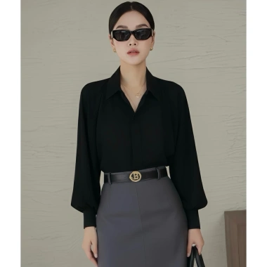 Áo sơ mi lụa tay bồng basic dài tay thanh lịch - Chilies Store 189k 9