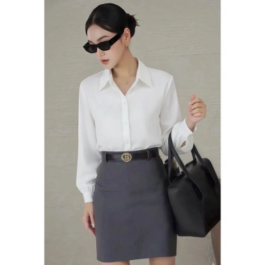 Áo sơ mi lụa tay bồng basic dài tay thanh lịch - Chilies Store 189k 10