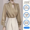 Áo sơ mi lụa tay dài cổ đức ve dài sang trọng, mua 1 tặng 1, chỉ 138.999₫ AO19