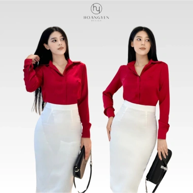 Áo sơ mi lụa Tô Châu nữ cổ Đức, vải dày dặn bền, dễ mặc dễ phối – AS001 4